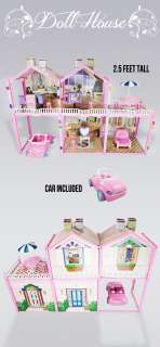 NEW Toy Dollhouse Girl Child Playset Fits Barbie Size Doll Sport Car 