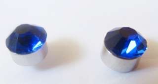 3pair blue black wht diamante mens boys stud earrings  
