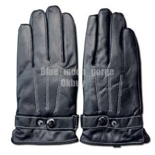 Mens Motorcycle Driving Winter Quality Soft Faux Leather Black Gloves 