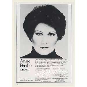  1986 Opera Soprano Anne Perillo Photo Booking Print Ad 