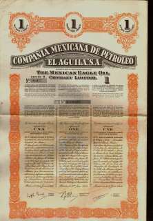 MEXICO PETROLEO EL AGUILA MEXICAN EAGLE OIL CO 1sh 1949  