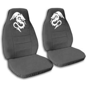  seat covers with a White Dragon for a 2006 to 2012 Chevy Impala 