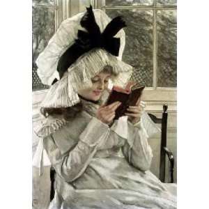  Reading a Book by James Tissot. Size 20.88 X 30.00 Art 