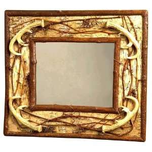  B & C Woven Square Twig and Antler Mirror