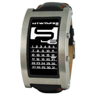 Phosphor Unisex DC01 Digital Calendar E INK Curved Leather Band Watch 