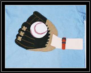   Light Blue Baseball Catchers Mit & Ball Logo Top Tee Shirt 7 8  