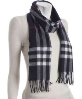style #316548101 Burberry London navy nova check cashmere scarf