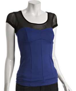 Casual Couture by Green Envelope cobalt and black bustier scoopneck t 