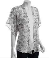 Wyatt white confetti print chiffon bed jacket blouse style# 311825601