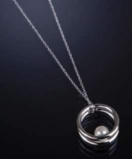 Mikimoto silver and pearl circular pendant necklace   up to 70 