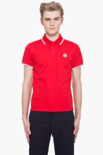 Moncler White Tipped Red Polo for men  