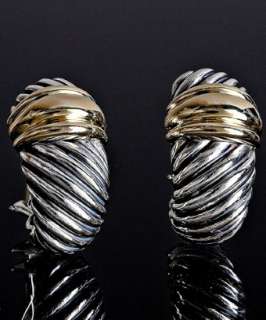 David Yurman silver and gold Crossover hoop earrings   up to 