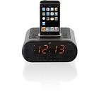 New Black Alarm Clock Radio iPod  Dock Station w Aux  