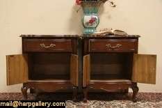 Pair Cherry French Design Nightstands, Bedside or End Tables  