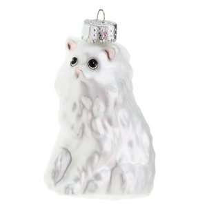  White Glass Cat Ornament
