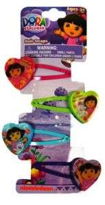 DORA THE EXPLORER 4pk HAIR SNAPS w/CHARM {nip}  