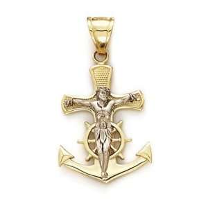   14k Two Tone Large Sailor Cross Pendant   JewelryWeb Jewelry