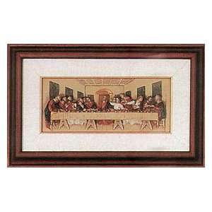  Hand Painted Alabaster Last Supper Matted Plaque