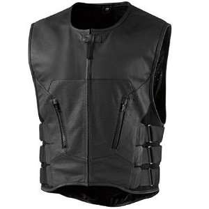   Leather On Road Motorcycle Vest   Stealth / Small/Medium Automotive