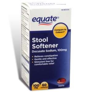 Stool Softener 100 mg, 60 Capsules   Equate  