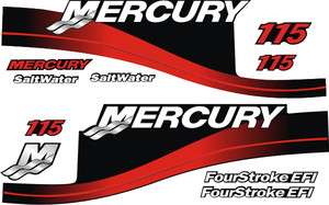 Mercury 115hp four 4 stroke outboard decals graphics red both EFI and 