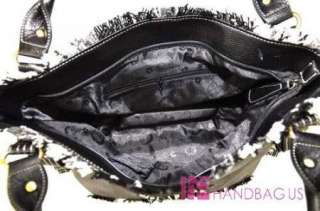   BOOP KNIT Fabric TRIM Shoulder Purse Handbag Wallet SET Gray  