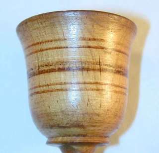 Antique Paint Decorated Wooden Treenware Egg Cup  