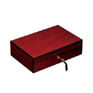   Jewelry Box Teak Red Gloss Ebonized Edge w/ Key Lock