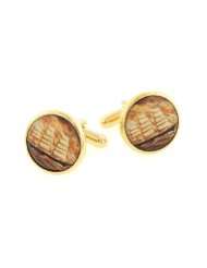 JJ Weston yellow gold plated sailing ship image cufflinks with 