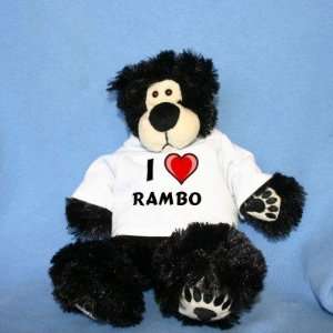   Plush Black Teddy Bear (Thumples) toy with I Love Rambo Toys & Games