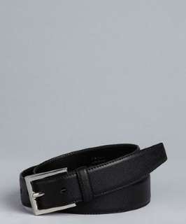 Prada black saffiano leather square buckle belt   