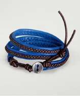 Chan Luu blue and tamba brown braided leather wrap bracelet style 