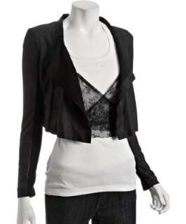 Veda black suede and lace cropped jacket  