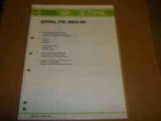 b318) Stihl Parts List Manual FS 353 AV Trimmer  