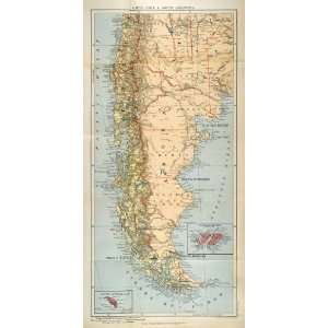  Map South Chile Argentina South Georgia Falkland Island Magellan 