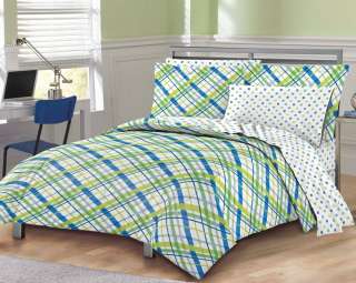 Blue Green White Plaid Bed in a Bag   Full  