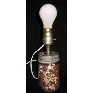  Vintage Clear Ball Mason Jar Lamp Filled With Beans 