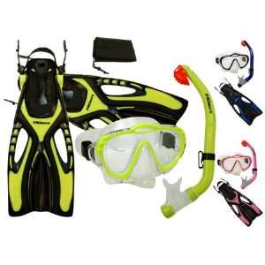   Scuba Diving PURGE Mask DRY Snorkel Fins w/ Mesh Bag Set for kids