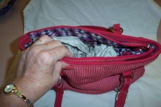 SAK RED LARGE PURSE   KNIT W/FABRIC TRIM   VERY NICE  