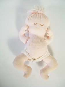 Hand Sewn Cloth Baby Doll with Diaper 8 tall  