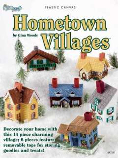   Hometown Village & Candy Dish Plastic Canvas Pattern Book NEW  