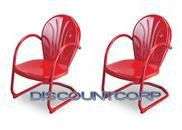 TWO RETRO TULIP OUTDOOR METAL LAWN PATIO CHAIRS RED NEW  