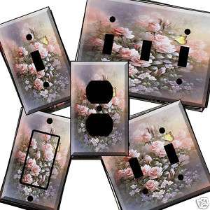 fl vii Pink Rose Bouquet Light Switch Cover wall plate  