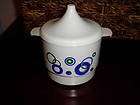 NEW MELAFORM SUGAR DISH W LID WHITE W GREEN CIRCLES