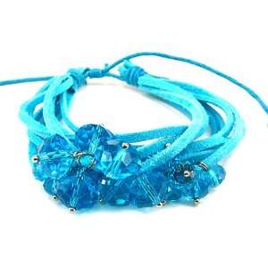  Aqua Captivating Bead Multi Strand Bracelet Jewelry