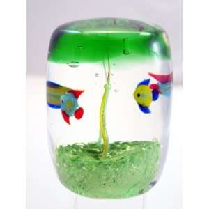  Murano Design Glass Art Fishworld Family Crystal Sculpture 