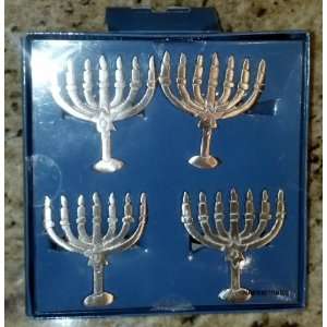    Set of 4 Metal Hanukkah Menorah Napkin Rings