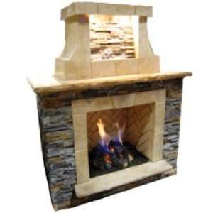   Outdoor Fireplace Surround with Natural Gas Logs Patio, Lawn & Garden