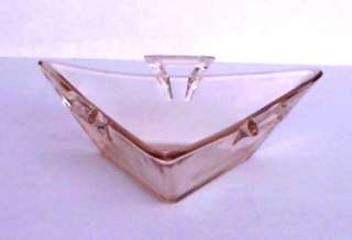 Heisey Candy Dish Triangular Flamingo Pink Handles Triangular 