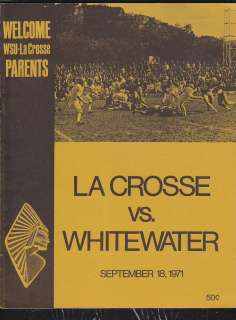1971 Football Program LaCrosse VS Whitewater Warhawks  